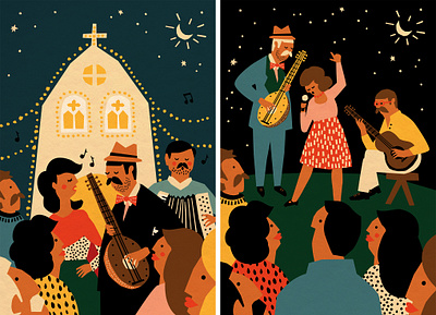 Madeira Early Events book character colorful editorial illustration events festival handmade illustration music nightlife people sing vector