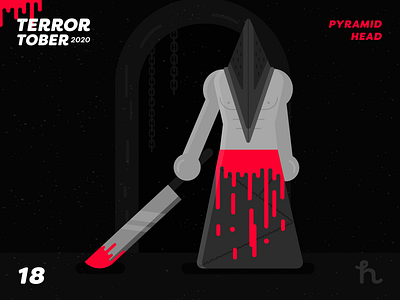 18. Pyramid Head - Terrortober2020 character design flat design horror art illustration vector motion design pyramid head silent hill terror art