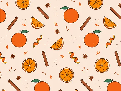 Orange Spice cinnamon illustrated pattern illustrator oranges pattern pattern designer repeat pattern spice star anise surface design zest