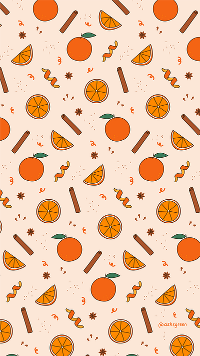 Orange Spice cinnamon illustrated pattern illustrator oranges pattern pattern designer repeat pattern spice star anise surface design zest