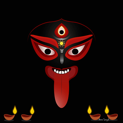 Maa kali atanu dark diwali flat goddess indian lord red sanyal