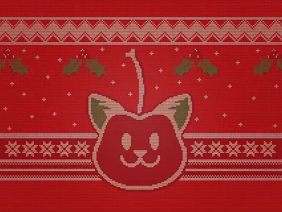 Cherry Cat Christmas Sweater branding christmas design flat holidays illustration logo minimal social vector vintage
