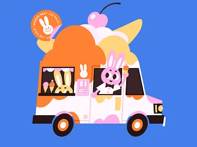 Sundae Best bunny character design digital art digital illustration ice cream ice cream truck illustration kids illustration vector vector illustration