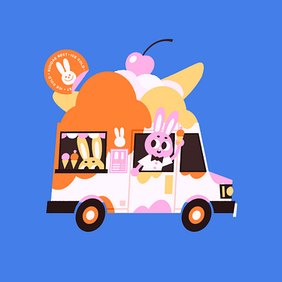 Sundae Best bunny character design digital art digital illustration ice cream ice cream truck illustration kids illustration vector vector illustration