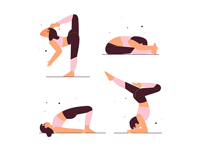 Girl doing yoga character color colorful cute design girl illustration minimal pose poses social vector women yoga