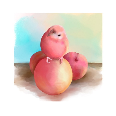 Peaches & Peach adobe adobe fresco bird design digital painting illustration ipad pro pastel brushes peach peach color