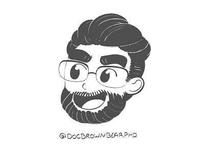 DocBrownBear black white character design illustration simple social media streamer