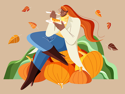 Time for Pumpkin Pie 2d autumn character color design digital digital art fall girl character illustration illustration art illustrator pumpkin pumpkin pie vector women