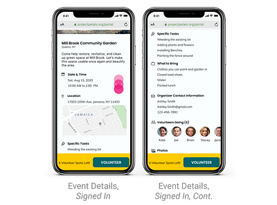 Volunteer Portal - All the Details bright colorful event ui ux volunteer
