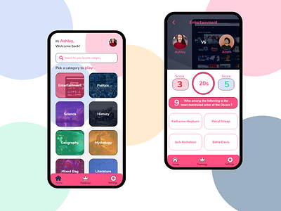 Trivia app design! app branding design mobile mobile app design mobile design ui uidesign