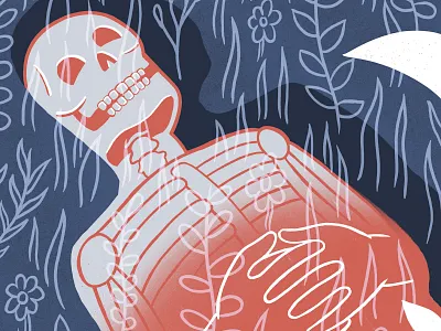 Montezumas Revenge death editorial illustration flowers illustration line drawing procreate skull art