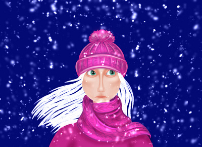 Illustration art girl and snow art artist artwork avatar design drawing fashion girl icon illustration ipad ipadpro procreate sketch sketching snow