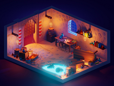 Rift room 3dillustration 3dmodeling blender blender3d illustraion illustration isometric low poly lowpoly room