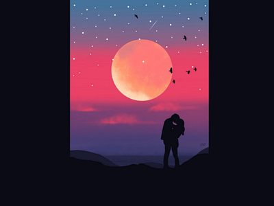 Love 💖 romance couple moon