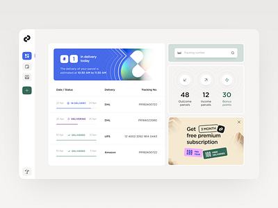 PRCL 📦 | Parcel tracking service dashboard dashboard app dashboard ui delivery app delivery manager delivery service delivery status managment parcel parcel tracking product design saas app sidebar statistics tracking app web app web application