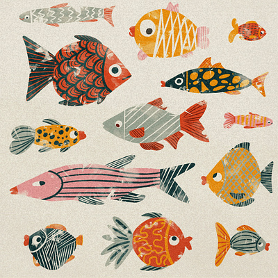 Fish pattern 2d art design digital illustration digitalart fish flat illustraion illustrator procreate shape texture