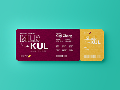 Jinju Air – Airline Brand Boarding Pass boarding pass branding design flat illustration minimal