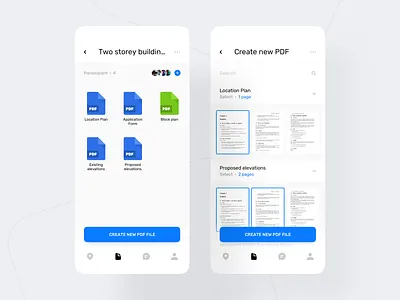 Planning App. Document Overview app bar black clean mobile mobile ui ui ux white