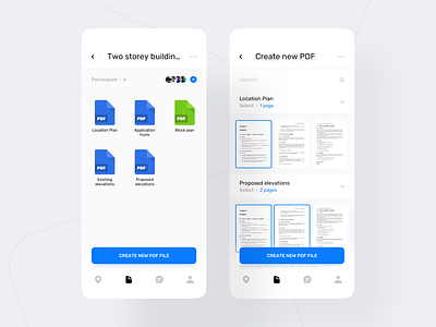 Planning App. Document Overview app bar black clean mobile mobile ui ui ux white