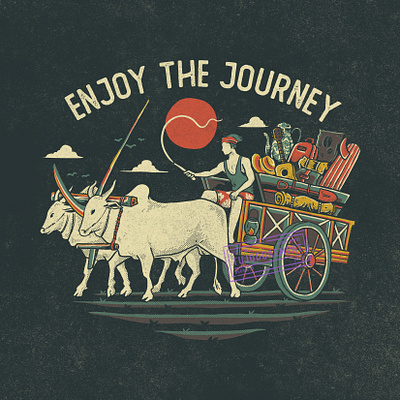 Cikar design handdrawn illustration journey outdoor traditional transport transportation tshirt design vintage vintage design