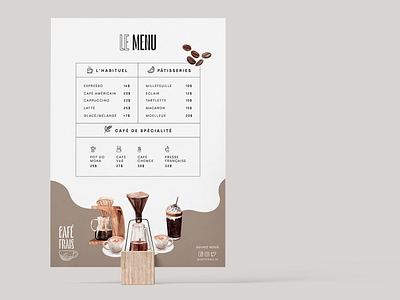 Café Frais – Coffee Shop Menu cafe cafe branding cafe logo cafe menu coffee coffee shop design drinks menu menu menu design patisserie