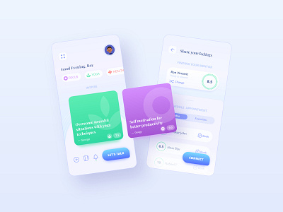 Mentoring App UI app application calm interaction meditation mentoring modern ui user experience user interface ux