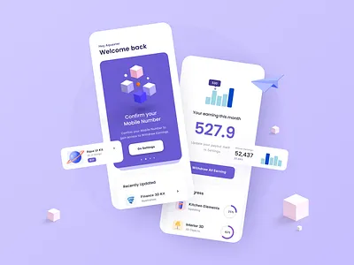 Money Management App Screens 3d app design art fashion figmadesign font illustration ios app design objects presentation ui design ux design