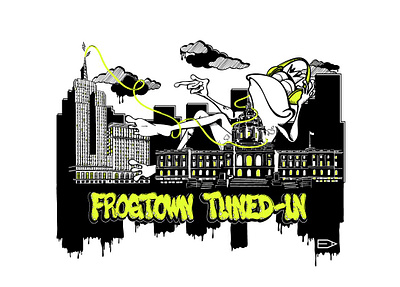 Frog Town Radio Tuned-In digital evolution of arrin illustration illustrator