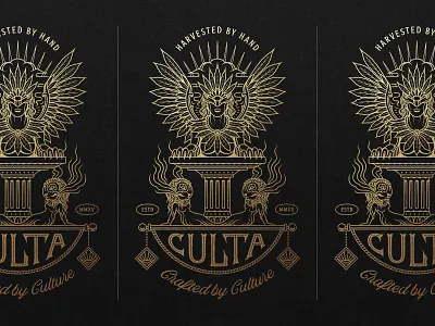 CULTA - Harvested by Hand, Crafted by Culture appareldesign badge badge design cannabis cannabis design drawing gold graphic design icon icon design illustration illustrator lettering linework logo monoline type typography