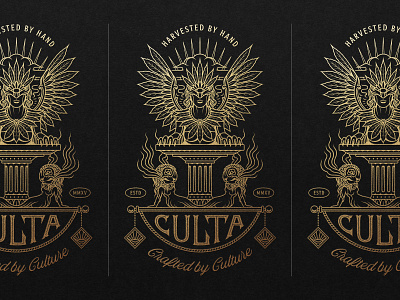 CULTA - Harvested by Hand, Crafted by Culture appareldesign badge badge design cannabis cannabis design drawing gold graphic design icon icon design illustration illustrator lettering linework logo monoline type typography