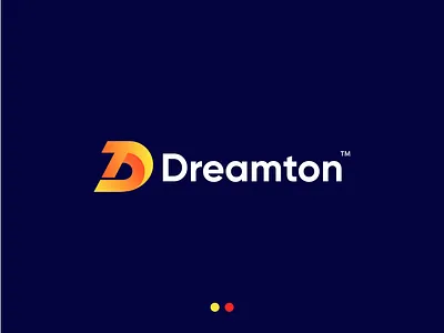 Dreamton logo concept D+T letter 2020 abstract logo apps icon brand identity business logo concept creative logo dreamton emblem logo gradient logo idea letter logo lettermark logotype simple and clean t letter yellow color logo