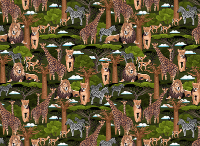 African Savannah Pattern africa african animals animals animals illustrated pattern repeated pattern