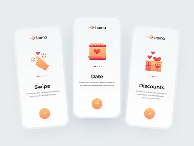 Onboarding Flow for Dating Mobile App application date dating dating app icons ios love mobile app design onboarding screens onboarding ui orange product design red splash trendy design uiux user experience design user interface design yellow