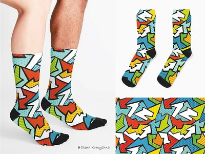 Socks Abstract #3 abstract abstract design olenakomyshna pop art print popart popart style socks socks abstract socks design socks print