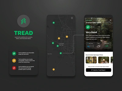 Tread App active app cycling map mountain bike outdoor running trail trail conditions