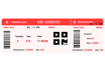 Boarding Pass - DailyUI-#24 airways app barcode boardingpass dailyui design figma illustration productdesign qrcode ui ux