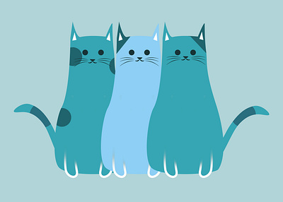 Cute Blue Cats Crew blue cat cat illustration cats cute design digitalart illustration kawaii logo photoshop simple sketch sticker sticker design