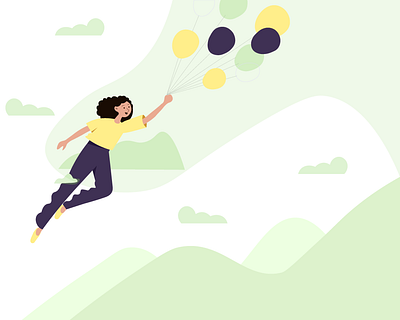 Flying Girl With Balloon adobe illustrator ballon design flying girl illustration tuly dhar with