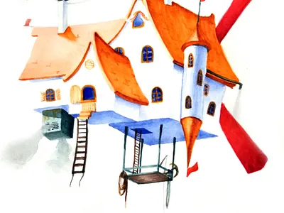 Flying House architecture book art concept art concept design illustration painting watercolor watercolor art watercolor illustration