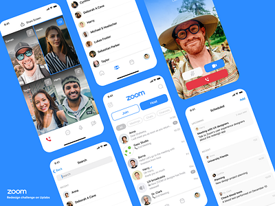 ZOOM video call application redesign app apple application blue challenge design figma free ios messenger mobile redesign skype ui uidesign uiux videocall vote whatsapp zoom