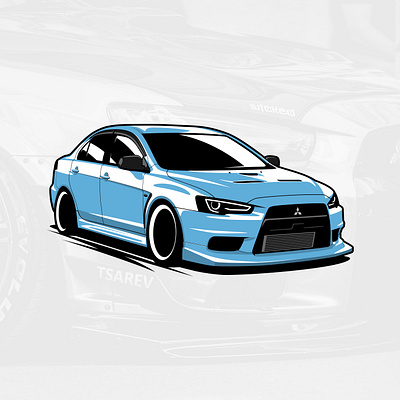 Mitsubishi Lancer EVO X art artwork automobile car design drawing graphicdesign illustration logo vector