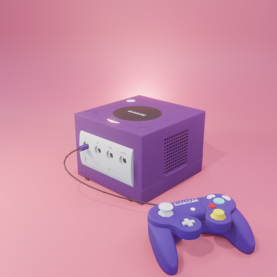 Nintendo GameCube and Controller 3d 3d art 3d illustration 3d render arcade blender blender 3d classic console controller game console game controller gamecube gaming nintendo purple video games