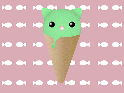 Cat ice cream adobe illustrator animals cat cats cute cute animals flat illustration food ice cream ice cream cone illustration illustrator kitten mint mint ice cream vector vector art