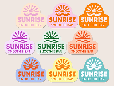 Sunrise Smoothie Bar Stickers bar branding fruit logo design retro smoothie summer sun
