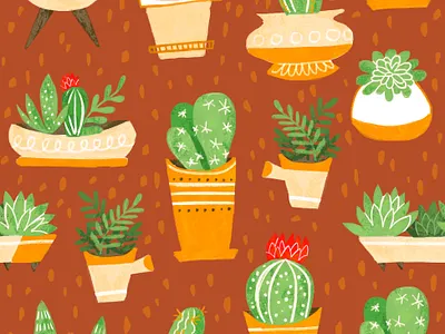 Succulent Garden Pattern boho botanical art cacti cactus cactus illustration digital art digital pattern florals pattern pattern art procreate repeat pattern succulents surface design surface pattern surface pattern design