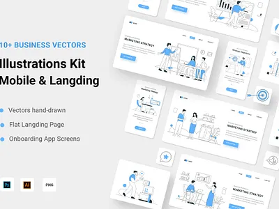 Business Illustration Kit app application business concept flat illustration kit landing langding marketing mobile onboarding screens ui ux vector web website