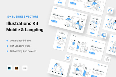 Business Illustration Kit app application business concept flat illustration kit landing langding marketing mobile onboarding screens ui ux vector web website