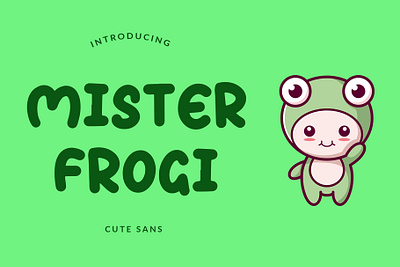 Mister Frogi Display Font brand branding children display font food game hand handwritten lettering logo modern pathfinderstd playful sans serif toys