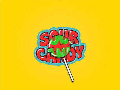 Sour Candy candy flat illustration illustrator lady gaga lollipop typography vector