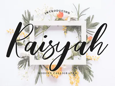 Raisyah Calligraphy Script Font beautiful brush calligraphy font foundry hand handwritten lettering ligature luxury modern script signature typography wedding